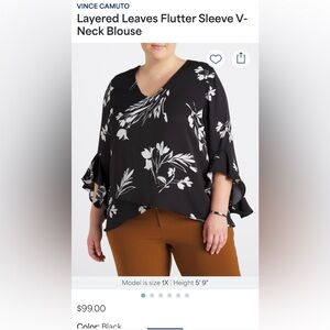 Vince Camuto Black and White Floral V-Neck Blouse. Stitch Fix